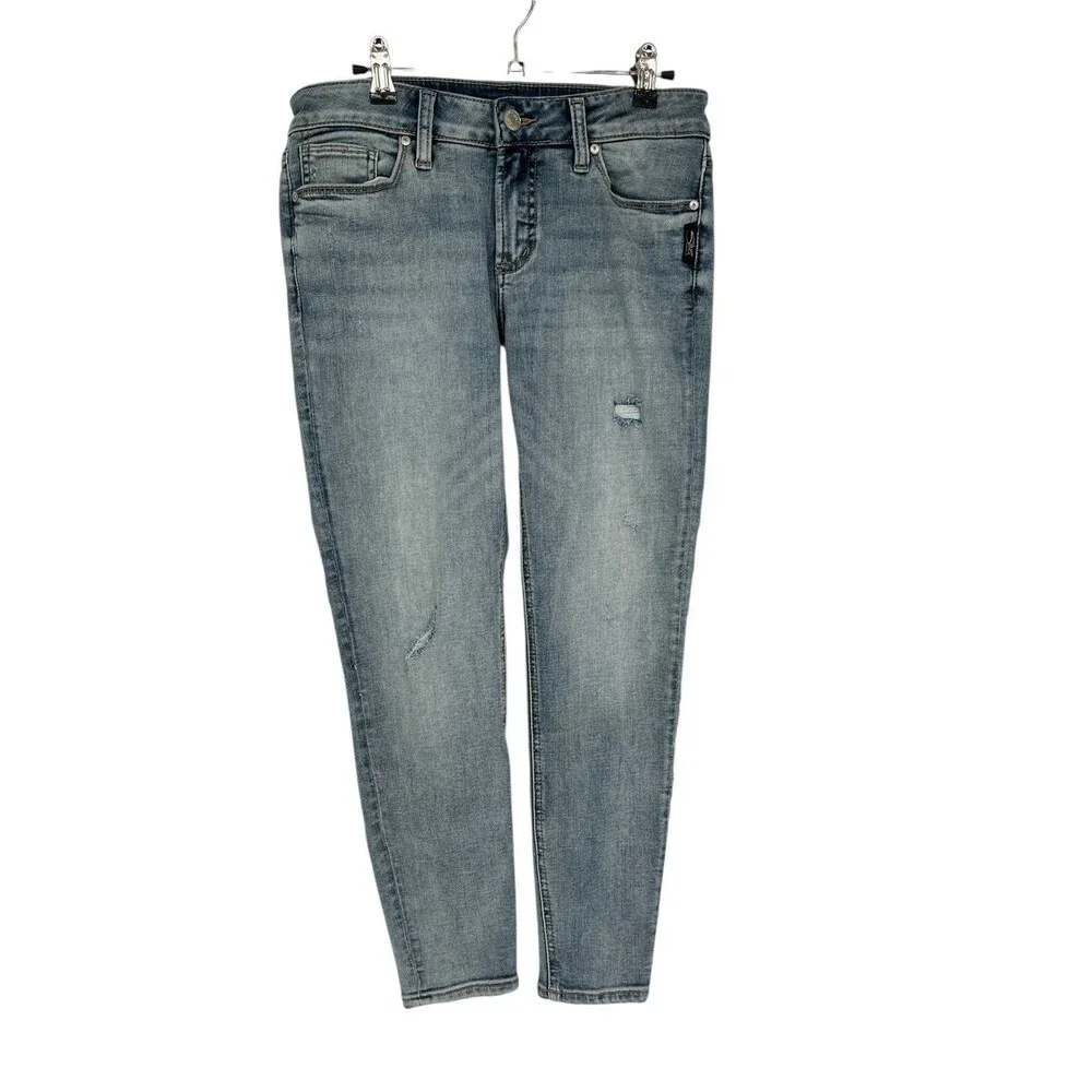 Silver Jeans Women's Size 28 Blue Tapered Leg Distressed